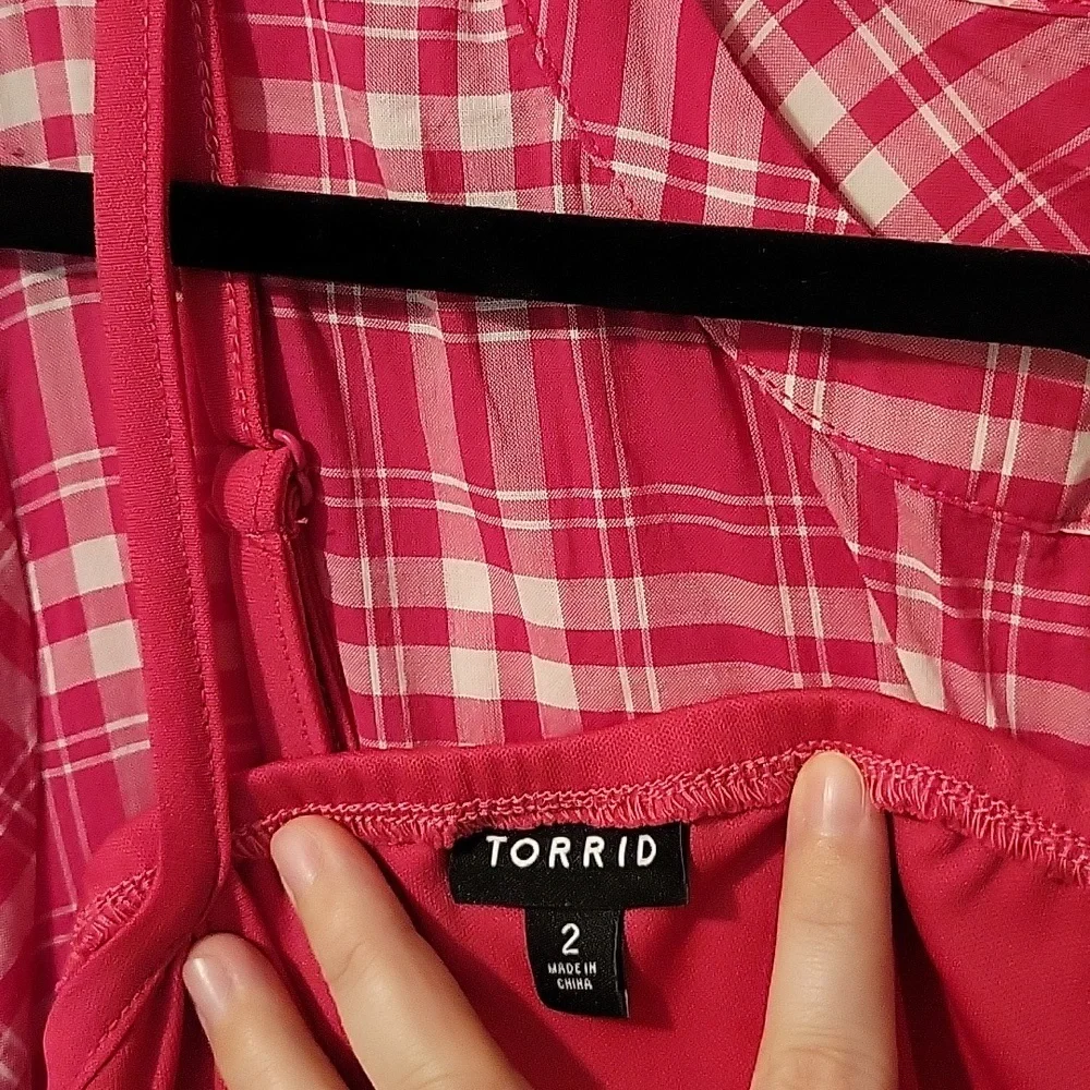 torrid Red Plaid Button-Front Tiered Dress - Picture 9 of 15